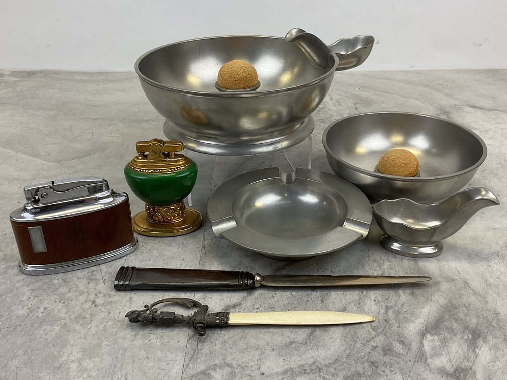 Pewter Smoking Accessories, Table Lighters, and Letter Openers