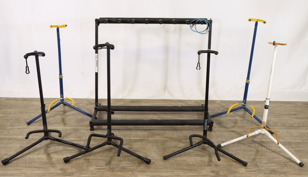 Multi Guitar Floor Stand, 7 Space. With 6x Tubular Single Guitar Stands