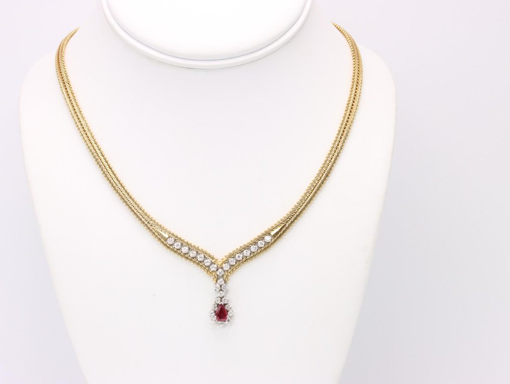 14k YG Ruby and Diamond Necklace