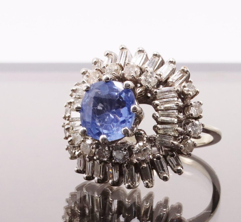 14k WG Sapphire and Diamond Ring