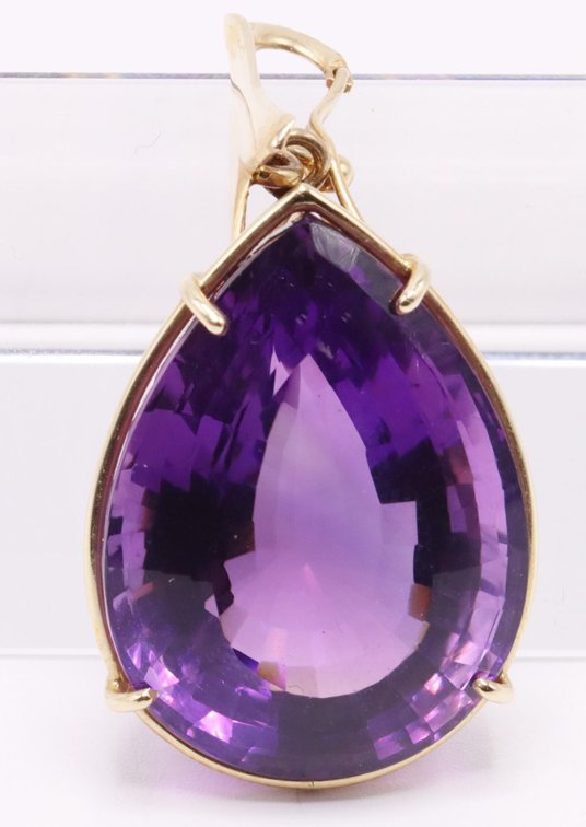 14k YG Amethyst Pendant, 53 Carat