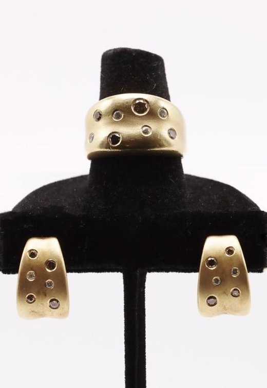14k YG Diamond Ring and Earrings