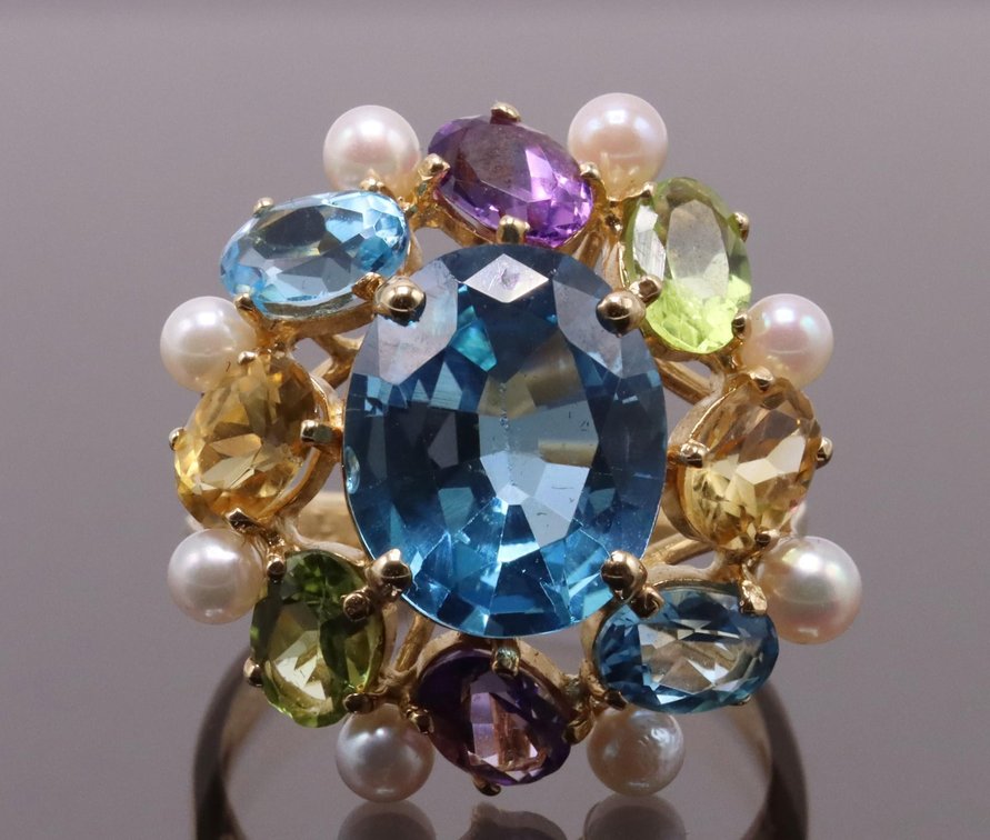 14k YG Sky Blue Topaz Ring