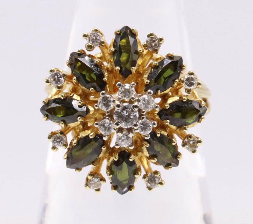 14k YG Tourmaline and Diamond Ring