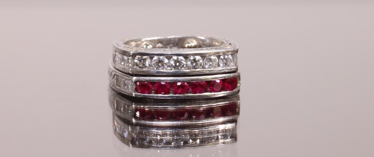 Platinum 18k YG Ruby and Diamond Rings