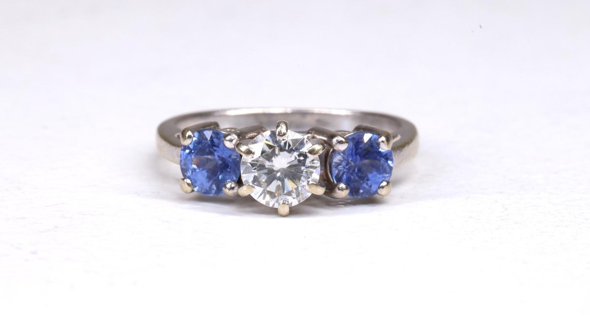 14k WG Diamond and Sapphire Ring