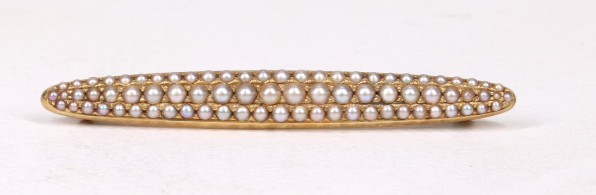 14k YG Pearl Bar Pin