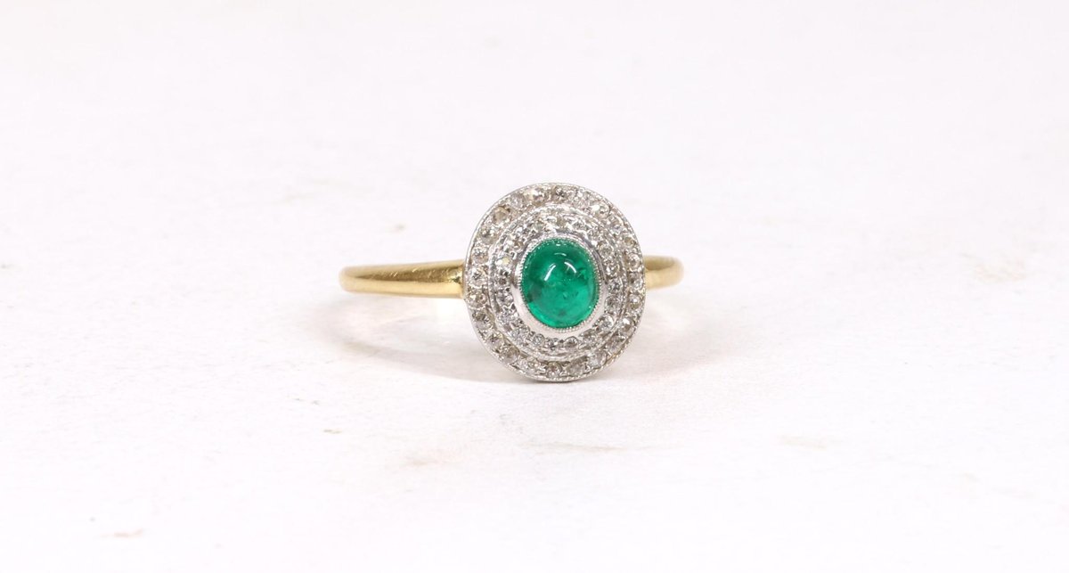 14k YG Emerald and Diamond Ring