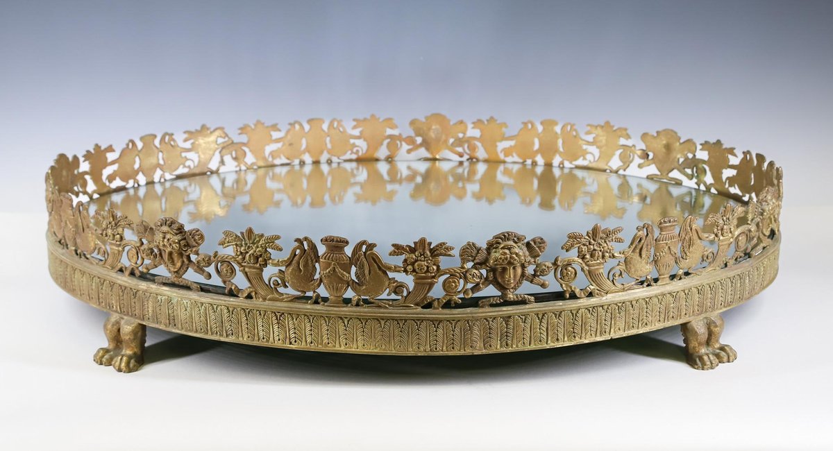 French Gilt Bronze Mirrored Plateau