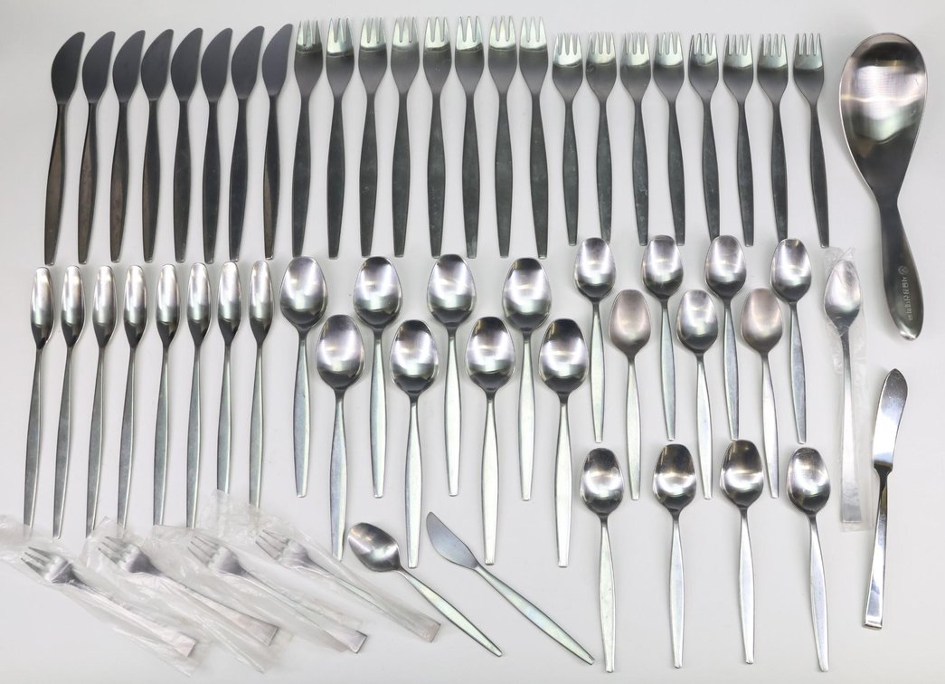 Folke Arstrom for Gense Stainless Steel Flatware Service for 8 With Extras