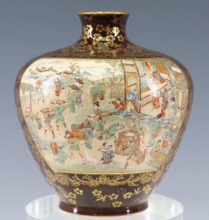 Kinkozan Japanese Satsuma Pottery Vase