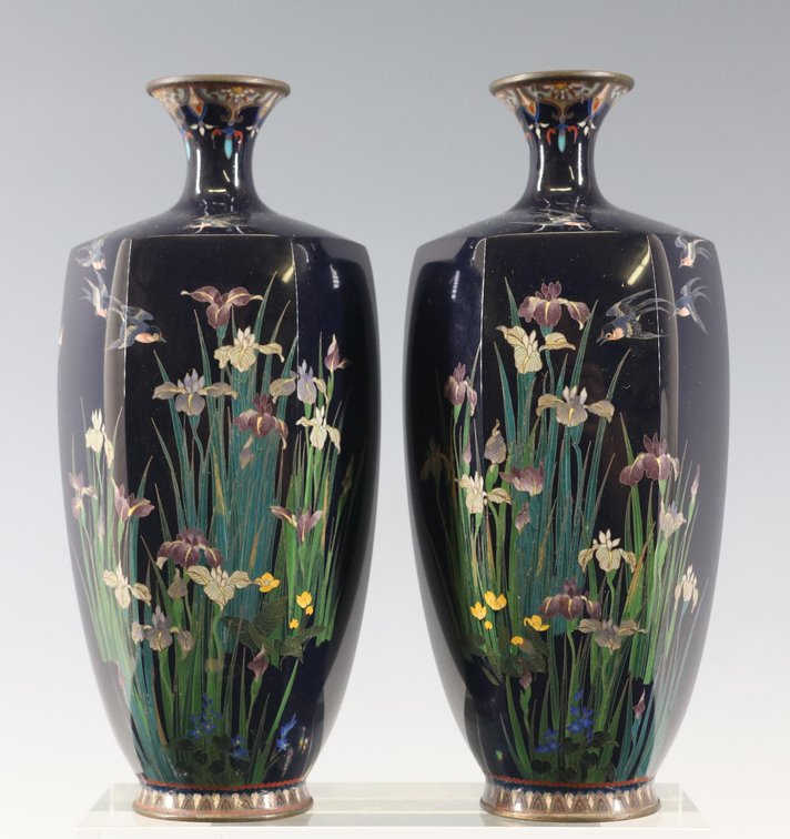 Ota Tameshiro Japanese Cloisonne Vases