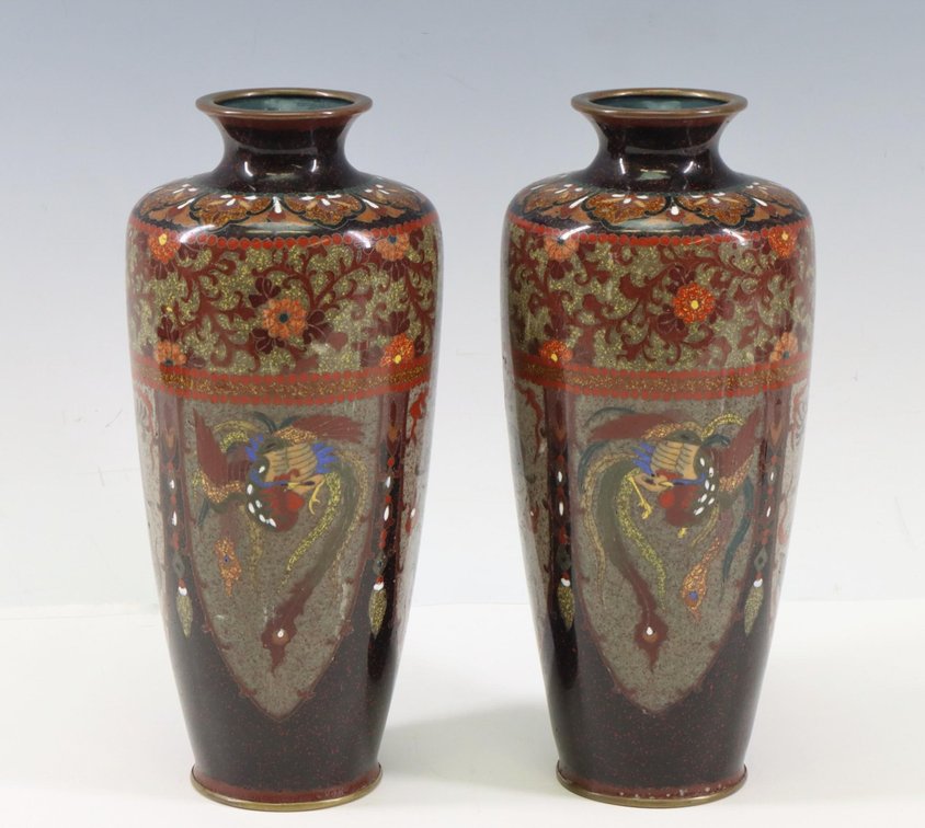 Japanese Goldstone Cloisonne Vases