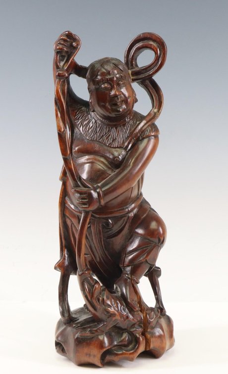 Chinese Carved Boxwood Sculpture of Liu Haichan