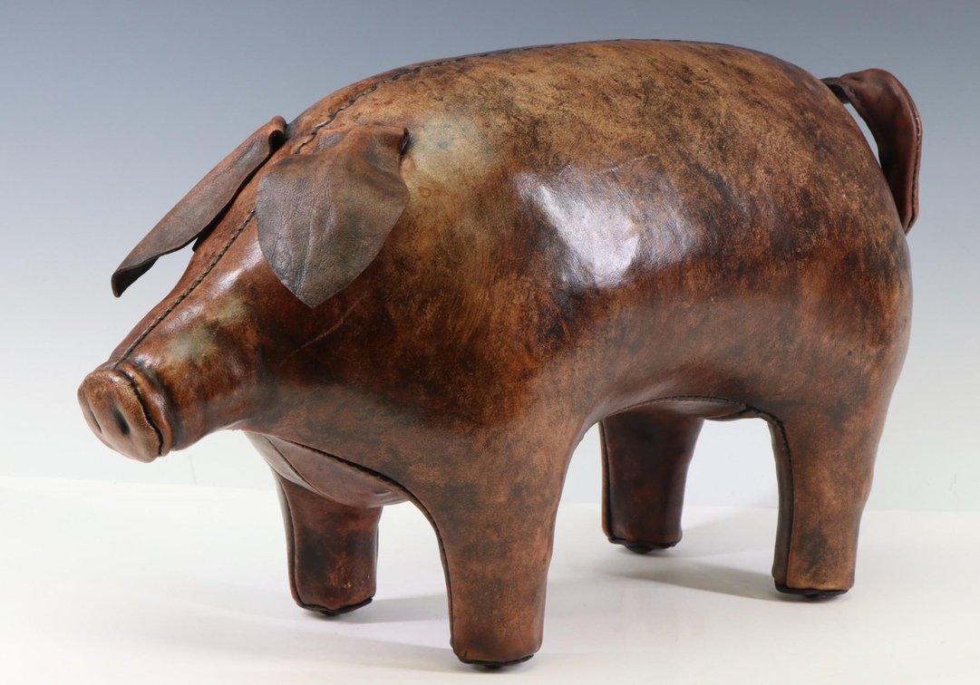 Dimitri Omersa English Leather Pig Footstool