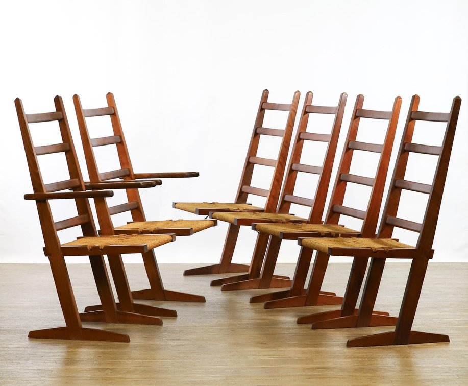 Gino Russo Walnut Dining Chairs