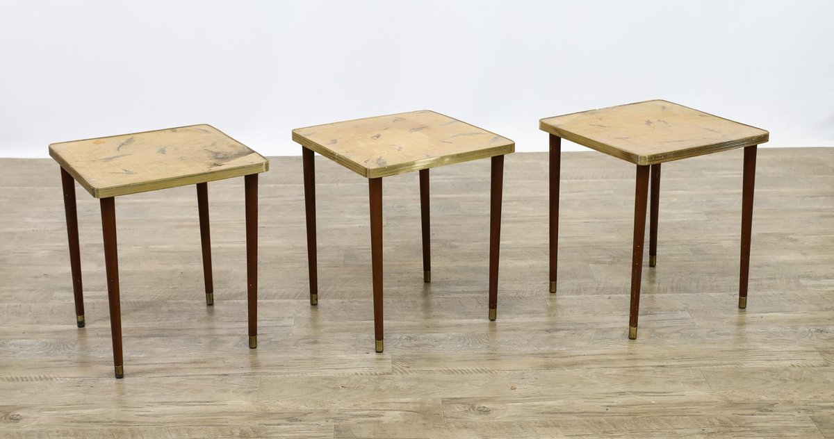 Artex Green "Butlerette" Nesting Snack Tables