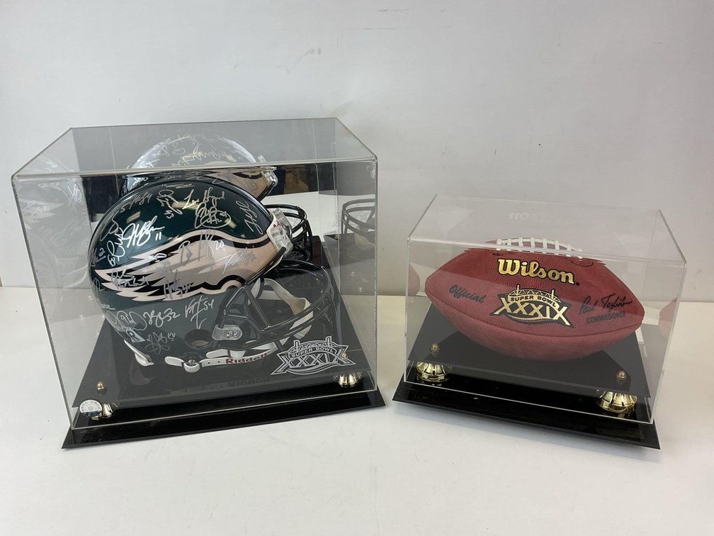 Philadelphia Eagles Signed Helmet & Super Bowl Football