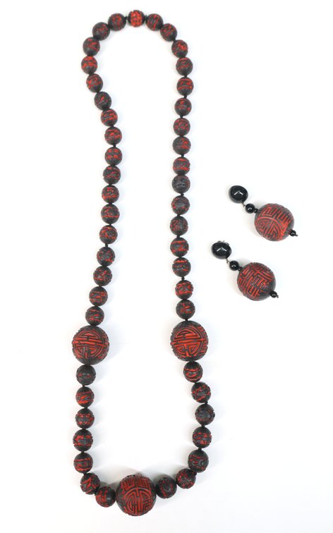 Cinnabar Earrings and Necklace