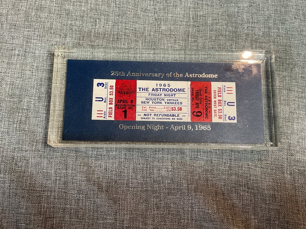 Houston Astros 25th Anniversary Replica Ticket Display