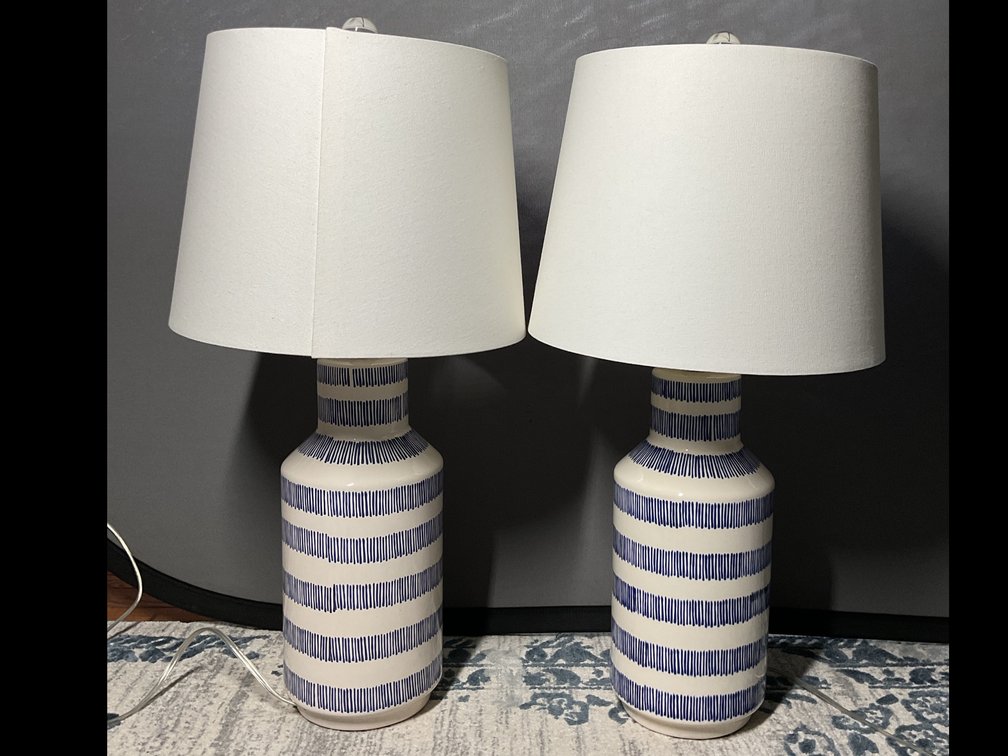 Ceramic Table Lamps with Blue and White Pattern
