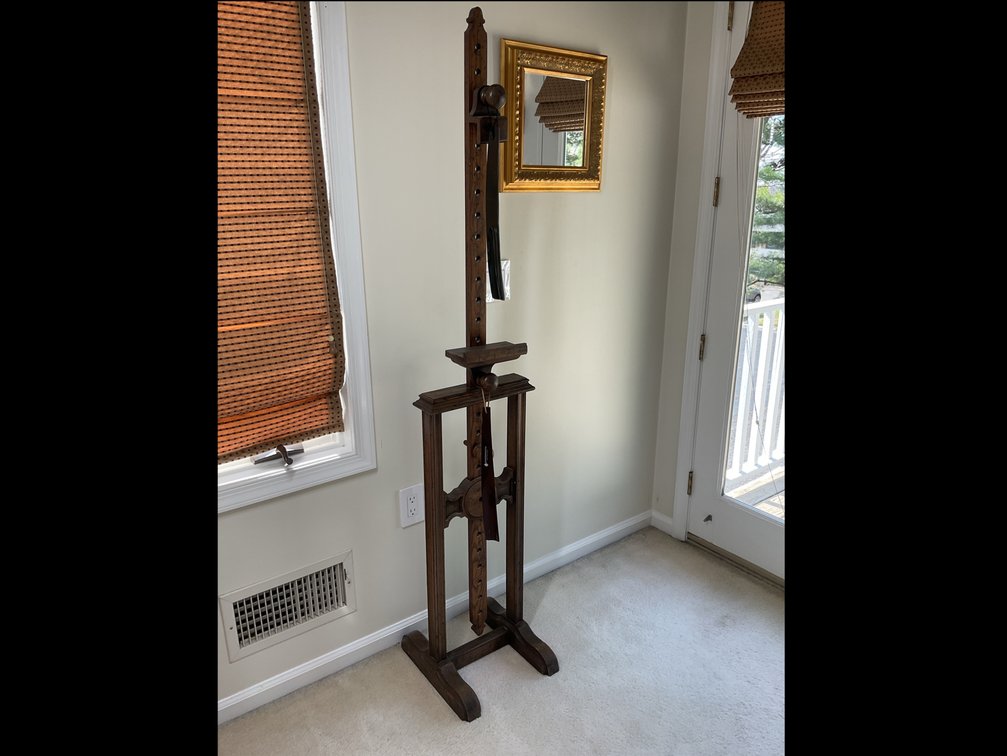 Wooden Adjustable Easel and Gilt Framed Wall Mirror