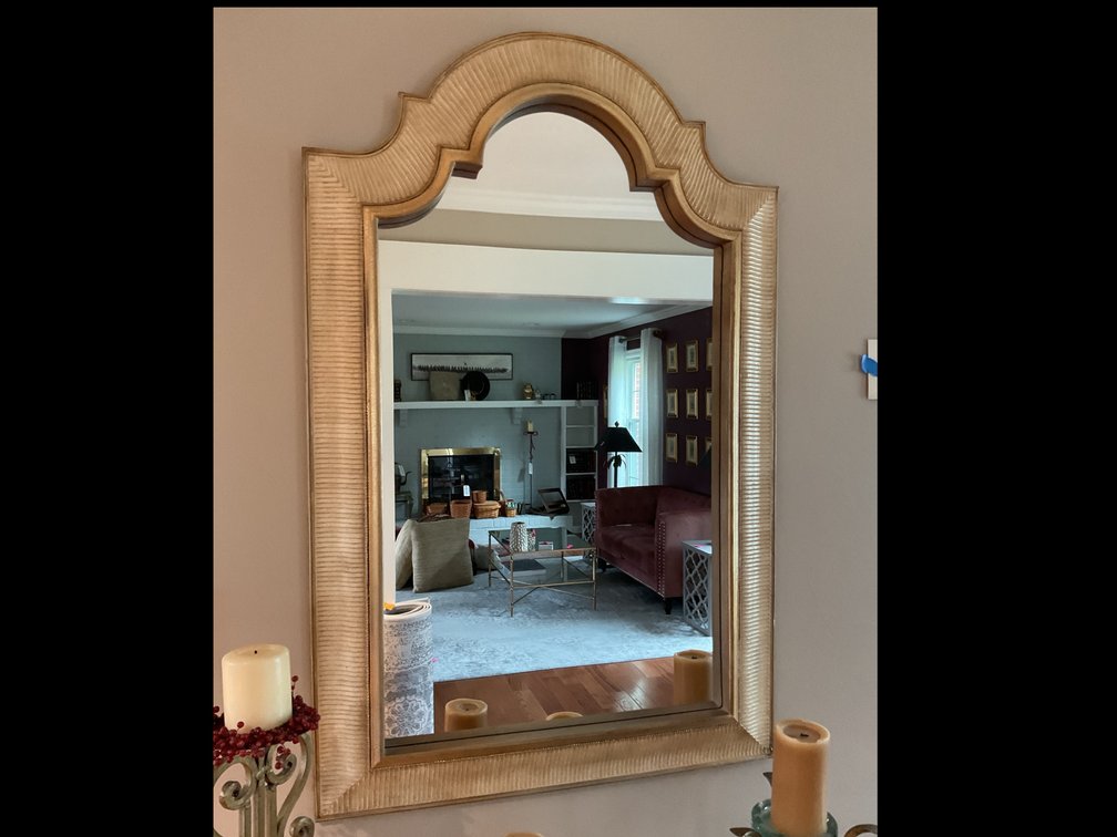 Gold-Toned Scalloped Arched Wall Mirror