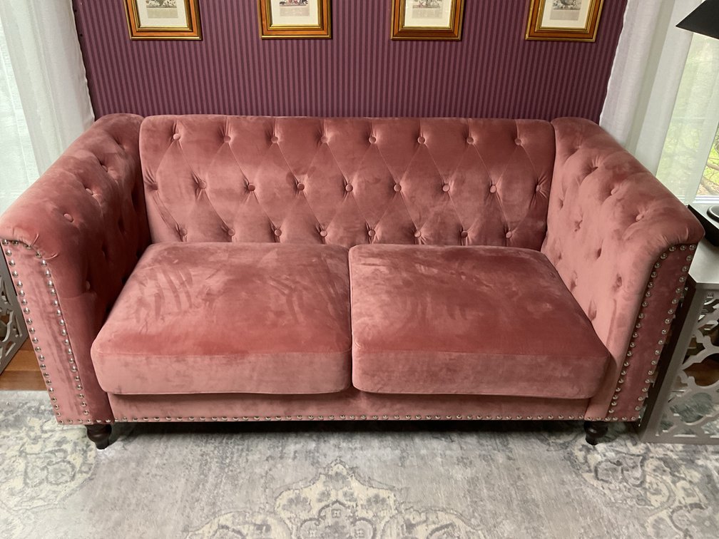 Tufted Upholstered Couch with Nailhead Trim