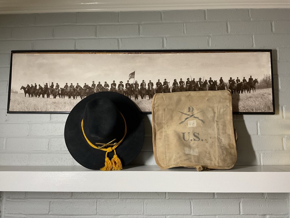 US Cavalry Bag, Hat, and Framed Panoramic Print
