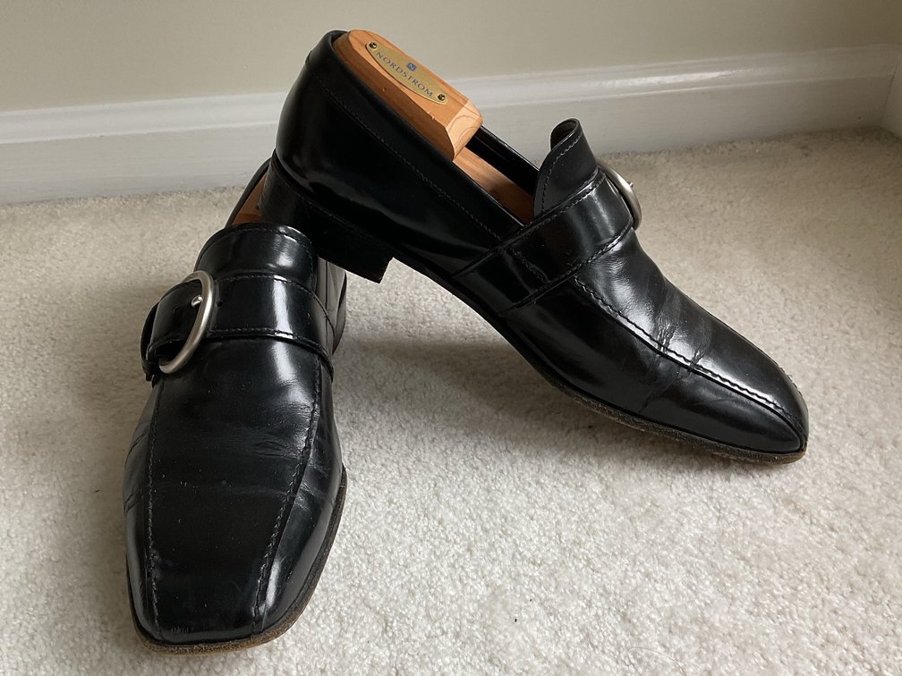 Prada Black Leather Loafers with Buckle Detail