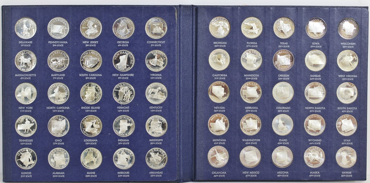 Franklin Mint Sterling Silver States of the Union Medals