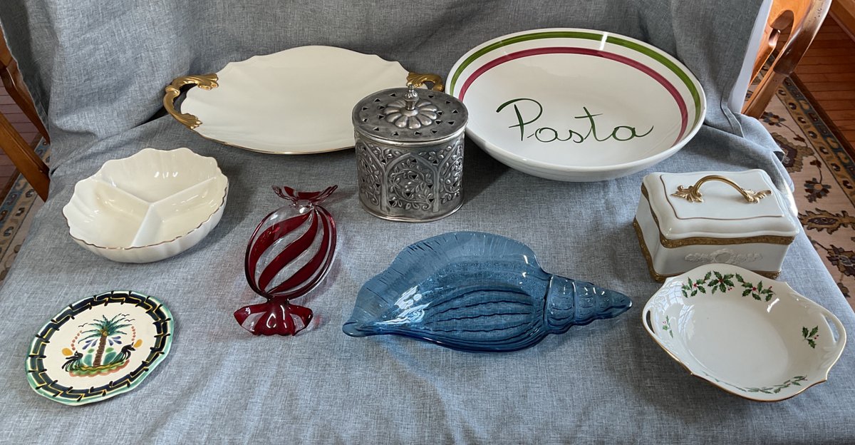 Assorted Porcelain, Glass, and Metal Decorative Tableware