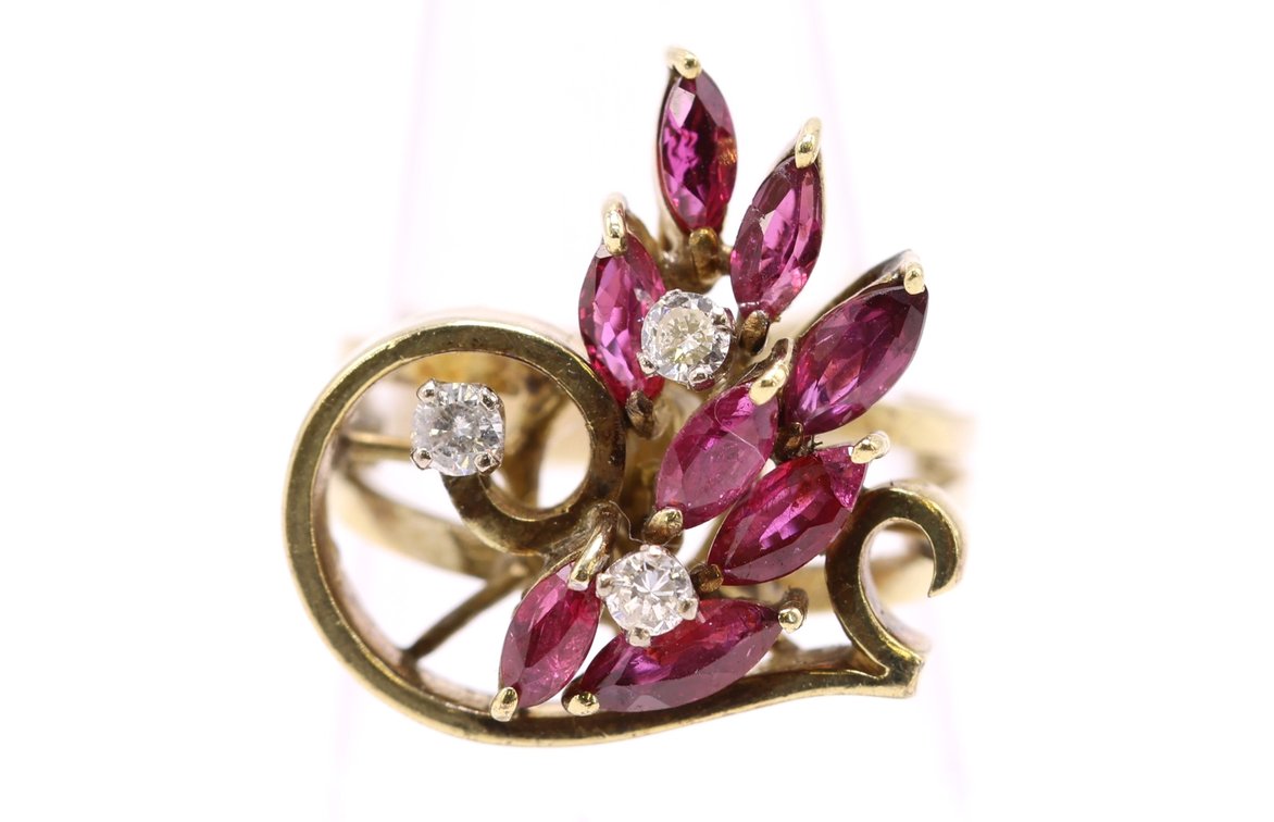 14k YG Diamond and Ruby Ring