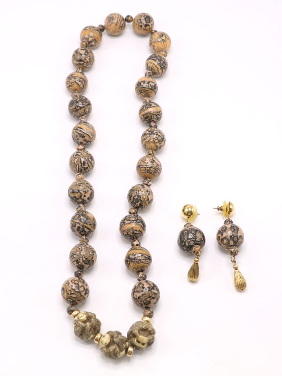 Netsuke Jasper Necklace and Earrings