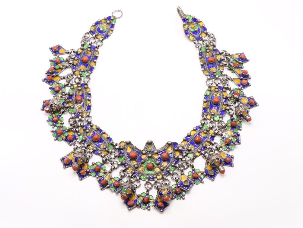 Alger Kabyle Berber Enamel Coral Necklace