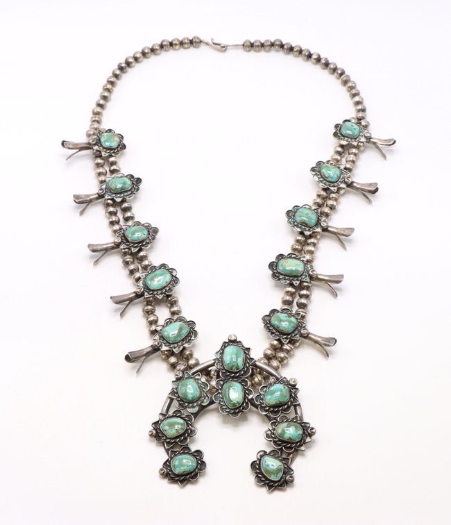 Navajo Sterling Silver Squash Blossom Necklace