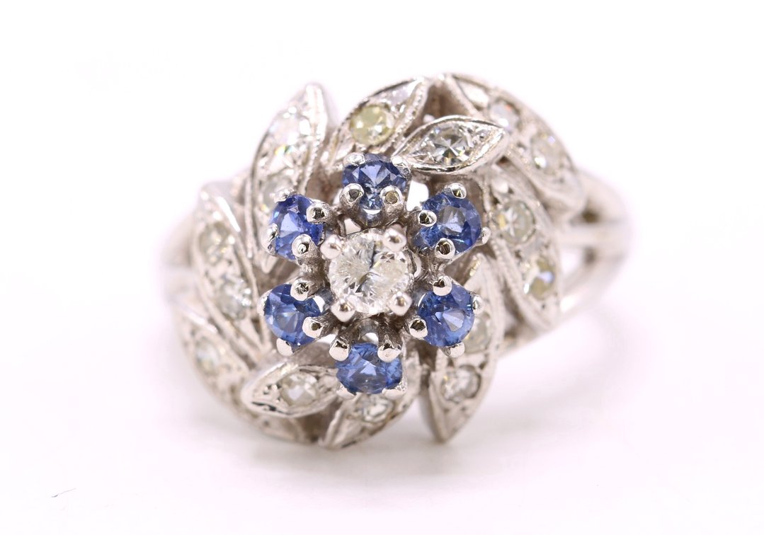 14k WG Diamond and Sapphire Ring