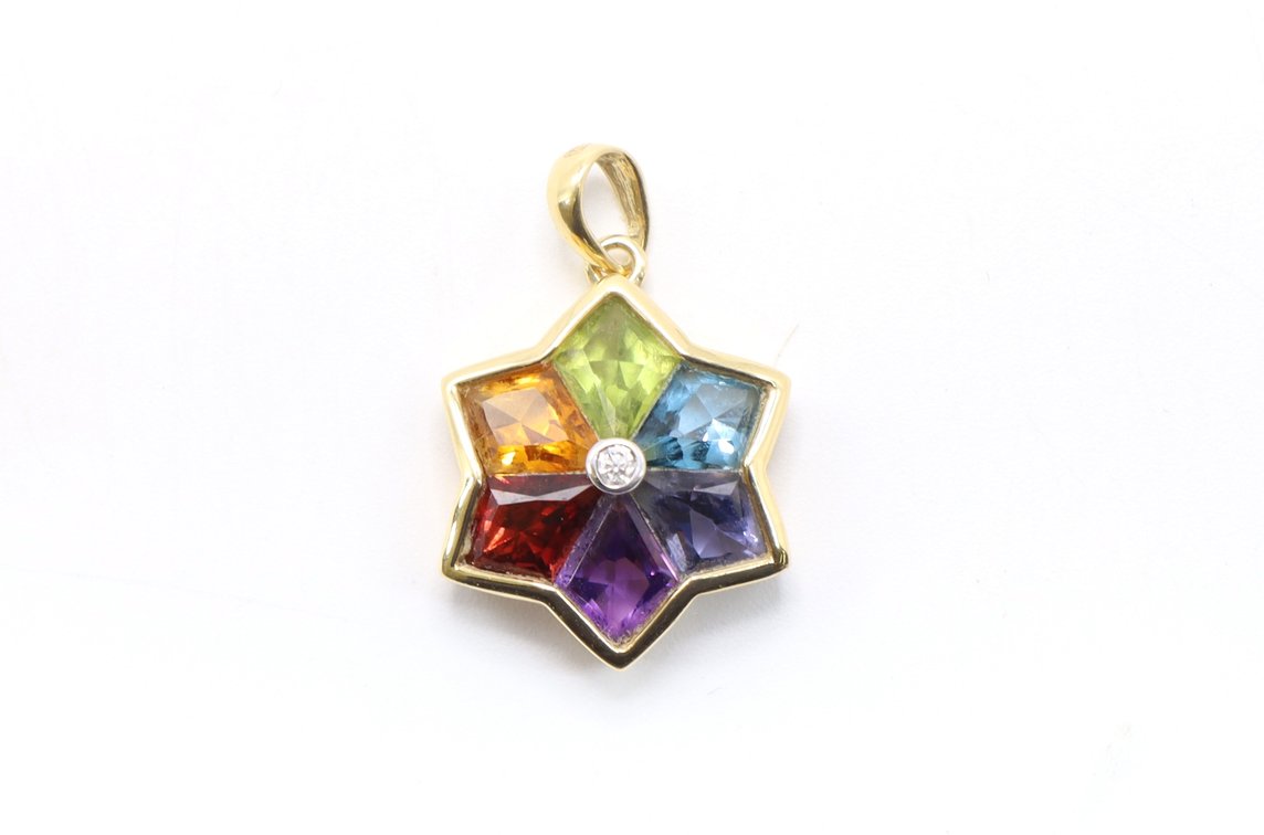 18k YG Multigemstone Pendant