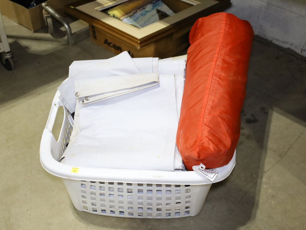 Laundry basket with assorted tarp-style protection