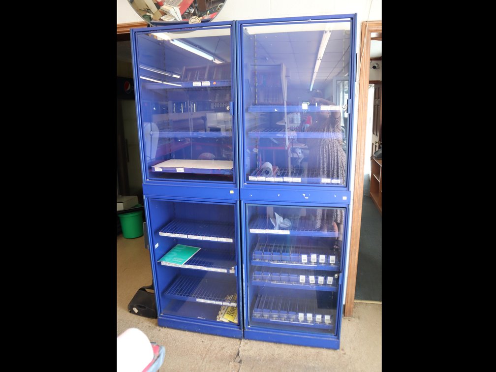 Blue Metal Locking Display Cabinets