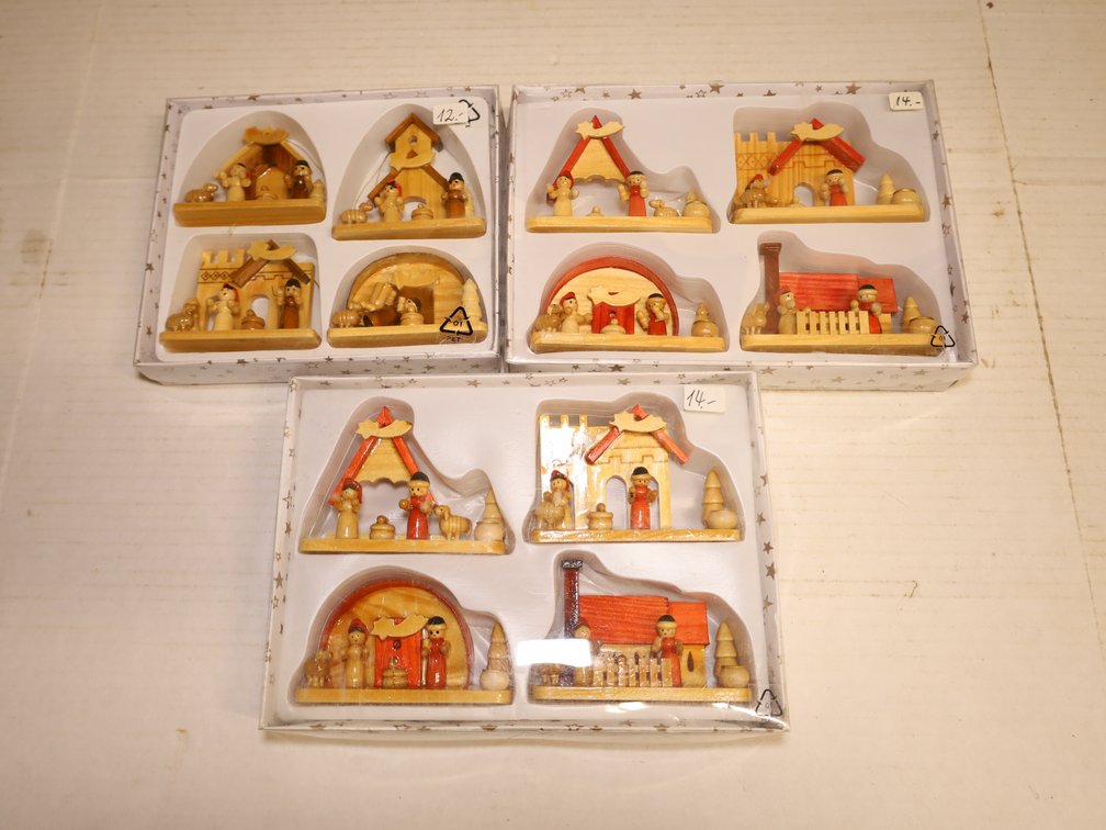 Boxed Wooden Nativity Ornament Sets