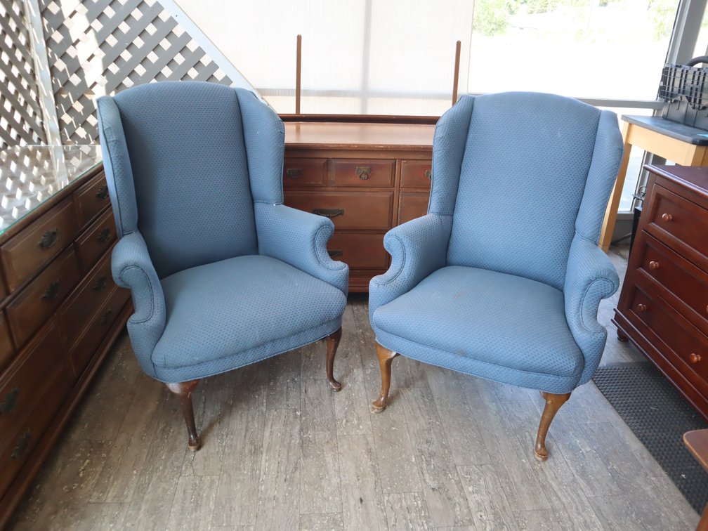 (2) Queen Anne Wingback Chairs
