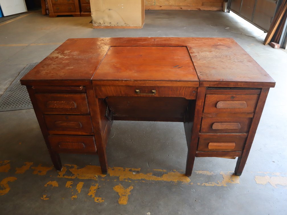 Antique Oak Flip-Top Desk