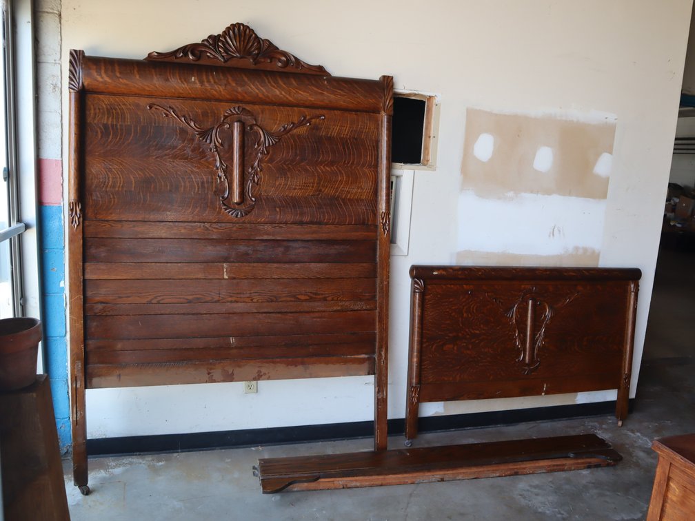 Antique Tiger Oak Bed Frame