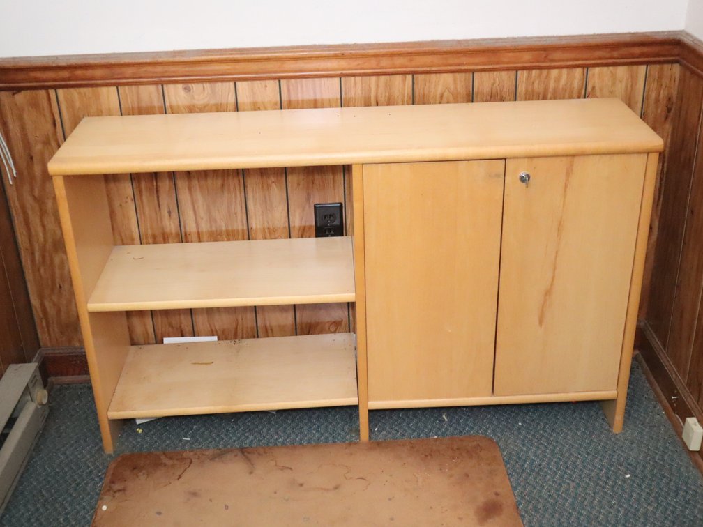 2-Door Cabinet with both open shelving and enclosed storage