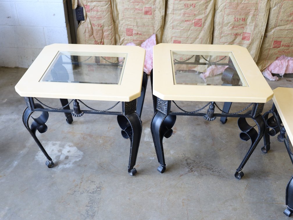 Wrought Iron & Glass-Top Table Set