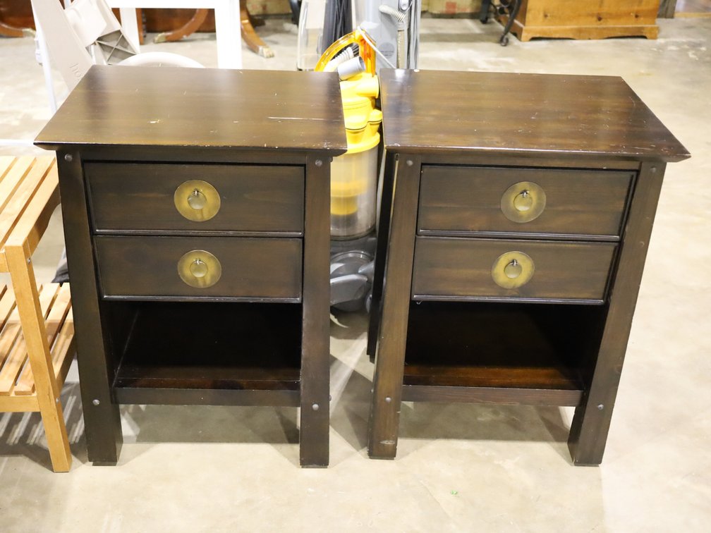 (2) Pier 1 Imports Dark wood nightstands with drawers