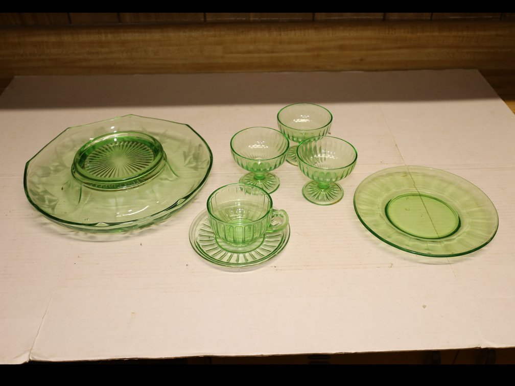 Green Vaseline Glass Assortment