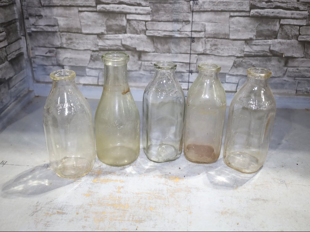 Vintage Glass Milk Bottles