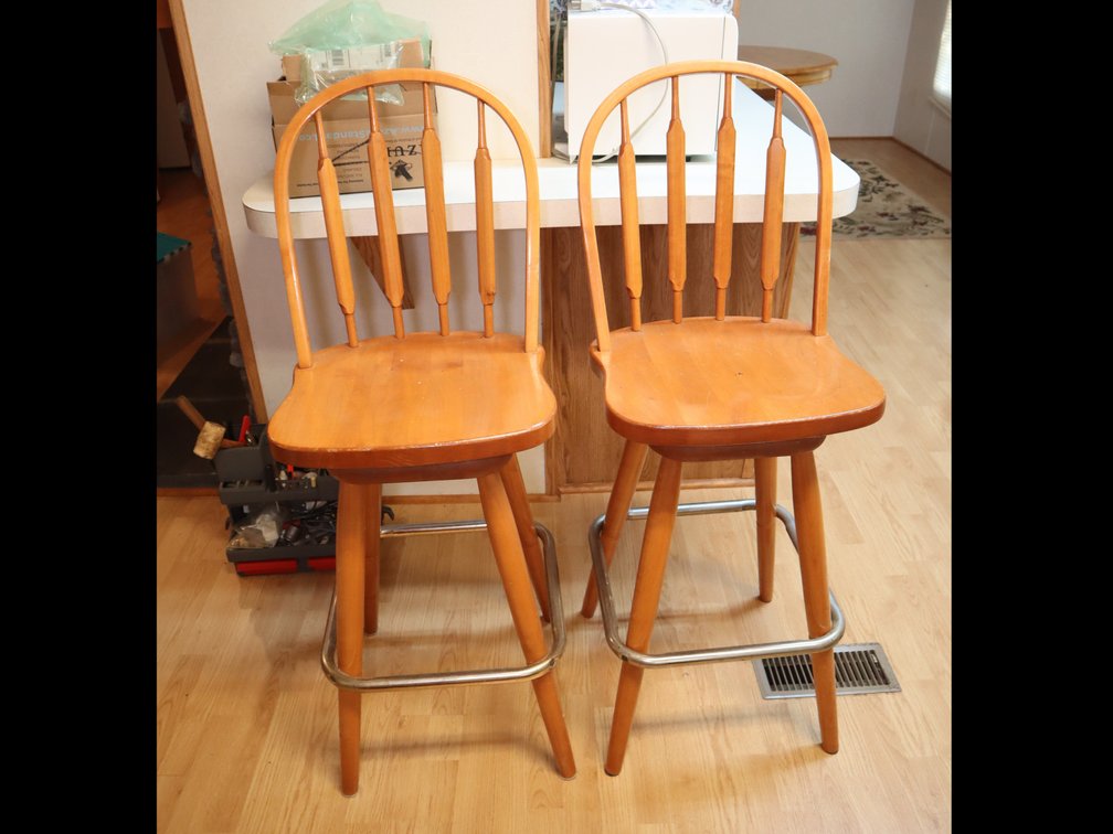 Pair of Wooden Bar Stools (seat at 29"h)
